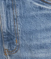 Daze The Knockout Distressed Frayed Hem High Rise Denim Shorts