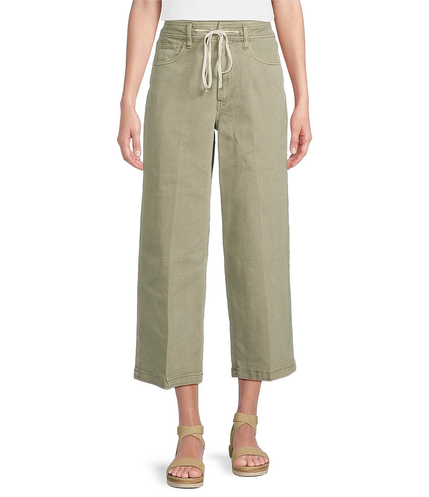 Dear John Audrey Stretch Denim Drawstring High Rise Cropped Wide Leg Jeans