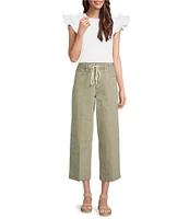 Dear John Audrey Stretch Denim Drawstring High Rise Cropped Wide Leg Jeans