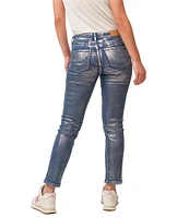 Dear John Blaire Silver Foiled Mid Rise Slim Straight Ankle Length Jeans