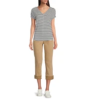 Dear John Blaire Twill Mid Rise Slim Straight Cuffed Jeans