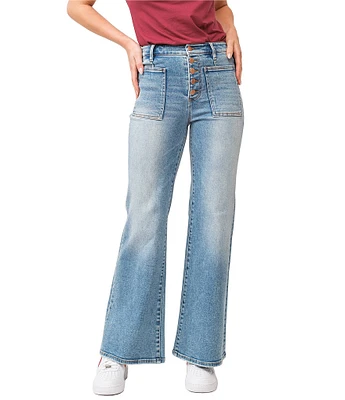 Dear John Fiona Stretch Denim High Rise Wide Leg Button Fly Jean