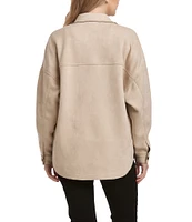 Dear John Gina Faux Suede Collared Snap-Front Patch Pocket Jacket