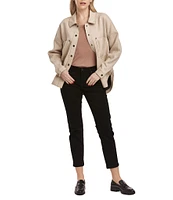 Dear John Gina Faux Suede Collared Snap-Front Patch Pocket Jacket