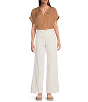 Dear John Holly Stretch Denim High Rise Double Button Wide Leg Jeans