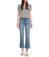 Dear John Jeanne Stretch Denim High Rise Flare Leg Cropped Jeans
