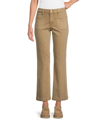 Dear John Jeanne Twill Flare Leg High-Rise Patch Pocket Cropped Pants