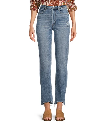 Dear John Jodi Straight Leg High Rise Fray High Low Hem Jean