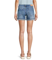 Dear John Julian Stretch Denim Panel Pin Tuck Cuffed Hem Shorts