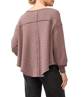 Dear John Mira Waffle Knit Oversized V-Neck Long Sleeve Sweater