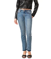 Dear John Playback Mid Rise Slim Straight Color-Blocked Hem Ankle Length Jeans