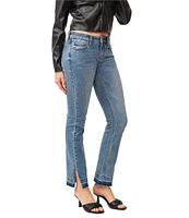 Dear John Playback Mid Rise Slim Straight Color-Blocked Hem Ankle Length Jeans