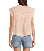 Dear John Shaya Woven Crew Neck Sleeveless Button Front Blouse
