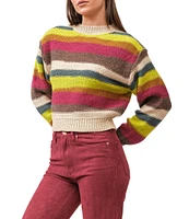 Dear John Thyra Striped Knit Mock Neck Long Sleeve Ribbed Hem Sweater