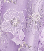 Dear Moon 3D Floral Strapless Ruched Bodice A-Line Ballgown