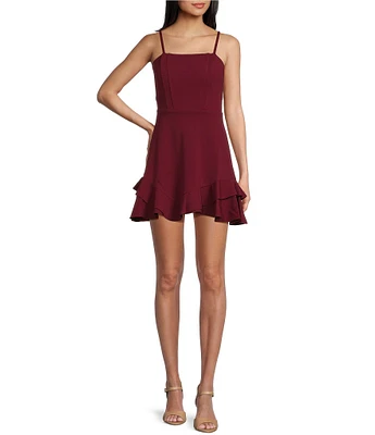 Dear Moon Corset Bodice Tie Back Tiered Ruffle Hem Dress