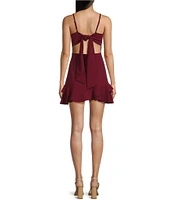 Dear Moon Corset Bodice Tie Back Tiered Ruffle Hem Dress
