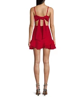 Dear Moon Spaghetti Strap Square Neck Tie Back Corset Dress