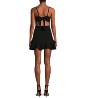 Dear Moon Spaghetti Strap Square Neck Tie Back Corset Dress