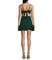 Dear Moon Spaghetti Strap Square Neck Tie Back Corset Dress