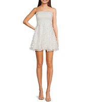 Dear Moon Strapless Glitter Three-Dimensional Butterfly Appliqued Fit-And-Flare Dress