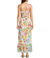 Dee Elly Cherry Farm Market Print Square Neck Maxi Dress