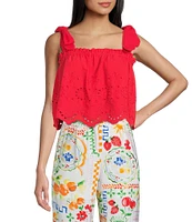Dee Elly Eyelet Scallop Sleeveless Box Top