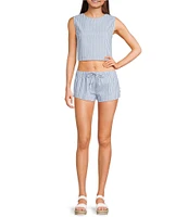 Dee Elly Poplin Stripe Coordinating Micro Shorts