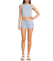 Dee Elly Sleeveless Poplin Stripe Coordinating Crop Top