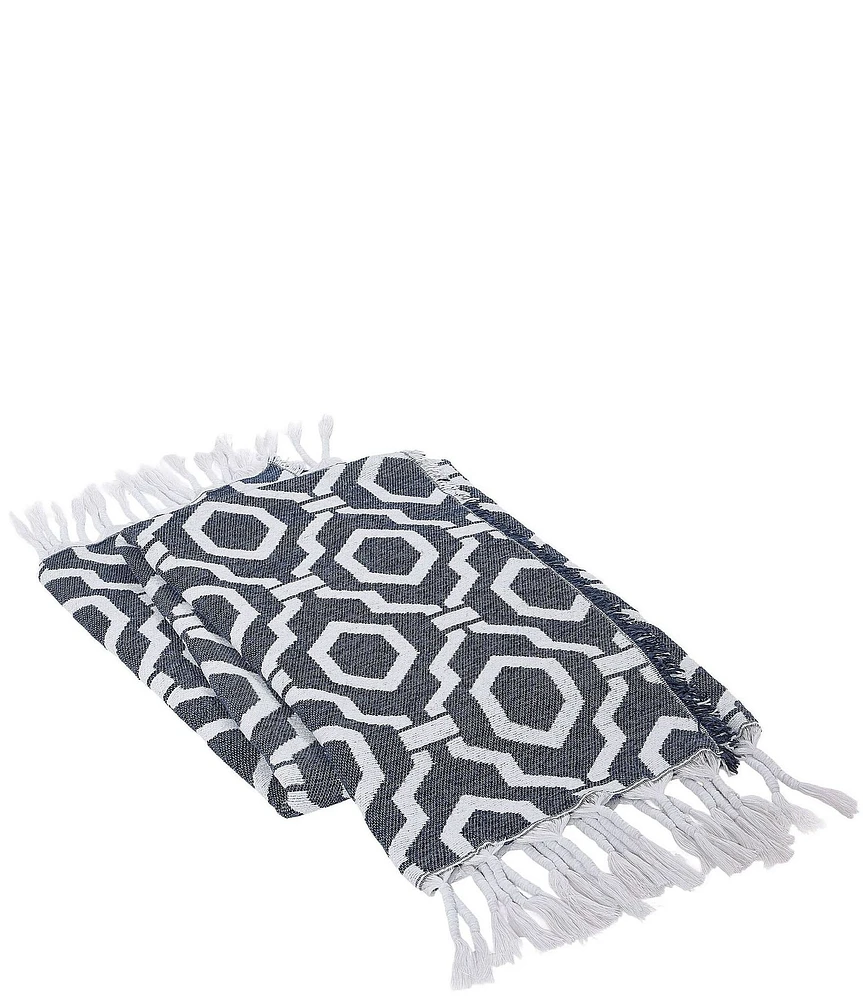 Dee Ocleppo Geometric Jacquard Fringe Reversible Throw