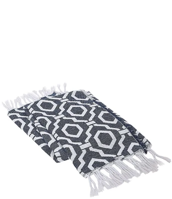 Dee Ocleppo Geometric Jacquard Fringe Reversible Throw