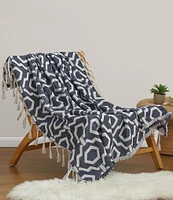 Dee Ocleppo Geometric Jacquard Fringe Reversible Throw