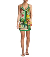 Delaney Tropical Printed Linen Wrap Front Coordinating Skirt