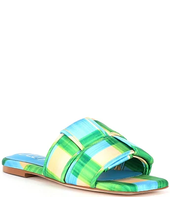 Deltan Ariel Woven Satin Flat Sandals