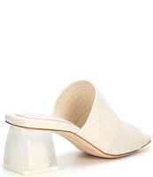 Deltan Fae Stretch Raffia Block Heel Slide Sandals