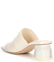 Deltan Fae Stretch Raffia Block Heel Slide Sandals