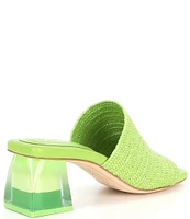 Deltan Fae Stretch Raffia Block Heel Slide Sandals