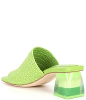 Deltan Fae Stretch Raffia Block Heel Slide Sandals