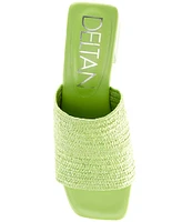 Deltan Fae Stretch Raffia Block Heel Slide Sandals