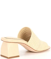 Deltan Fae Stretch Raffia Block Heel Slide Sandals