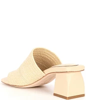 Deltan Fae Stretch Raffia Block Heel Slide Sandals