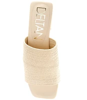 Deltan Fae Stretch Raffia Block Heel Slide Sandals