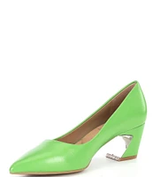 Deltan Raya Leather Block Heel Pumps