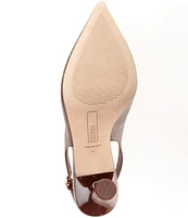 Deltan Sage Leather Slingback Pumps