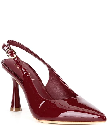 Deltan Sage Patent Leather Slingback Pumps