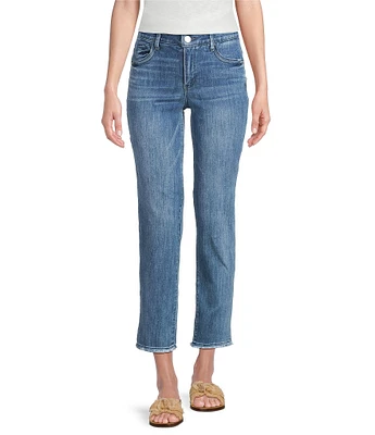 Democracy #double;Ab#double;solution® Embroidered Pocket Frayed Hem Straight Slim Leg Ankle Jeans