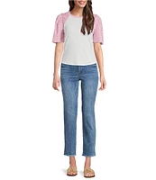 Democracy #double;Ab#double;solution® Embroidered Pocket Frayed Hem Straight Slim Leg Ankle Jeans