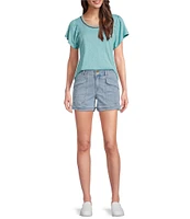 Democracy #double;Ab#double;solution® High-Rise Double Button Denim Shorts