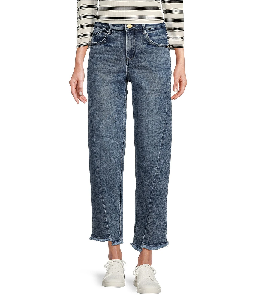 Democracy #double;Ab#double;solution® High Rise Straight Leg Frayed Hem Ankle Jeans