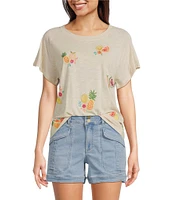 Democracy Embroidered Fruit Crew Neck Short Sleeve Boy Tee Top